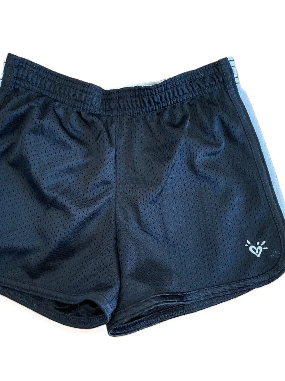JUSTICE Active Mesh Athletic Shorts Black with White Side Stripes Girls Size 10